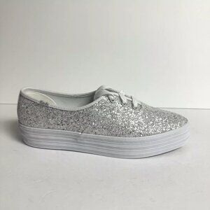 Keds Womens Point Sneaker White Glitter Size 10 M